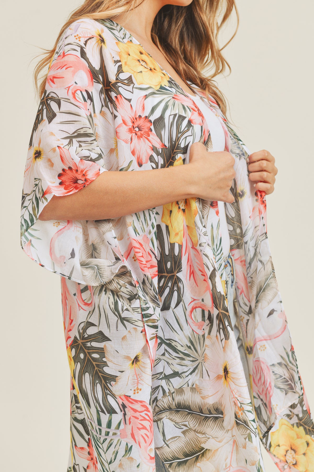 TROPICAL FLAMINGO KIMONO