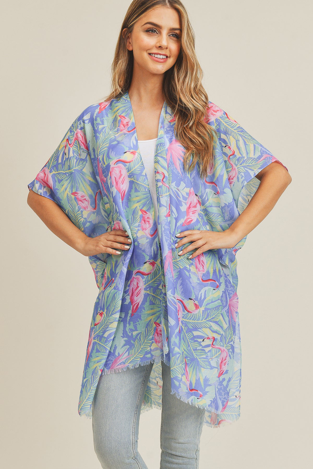 TROPICAL FLAMINGO KIMONO