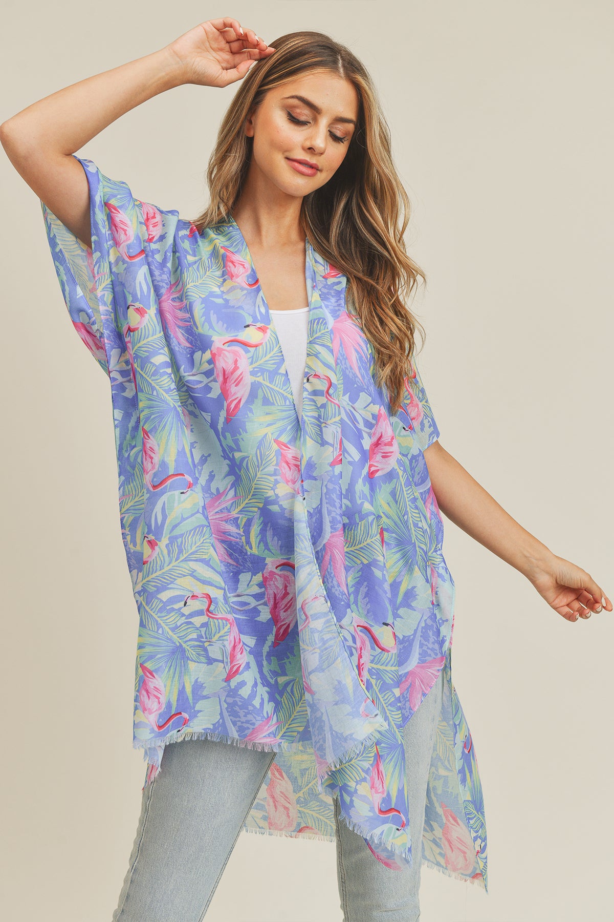 TROPICAL FLAMINGO KIMONO