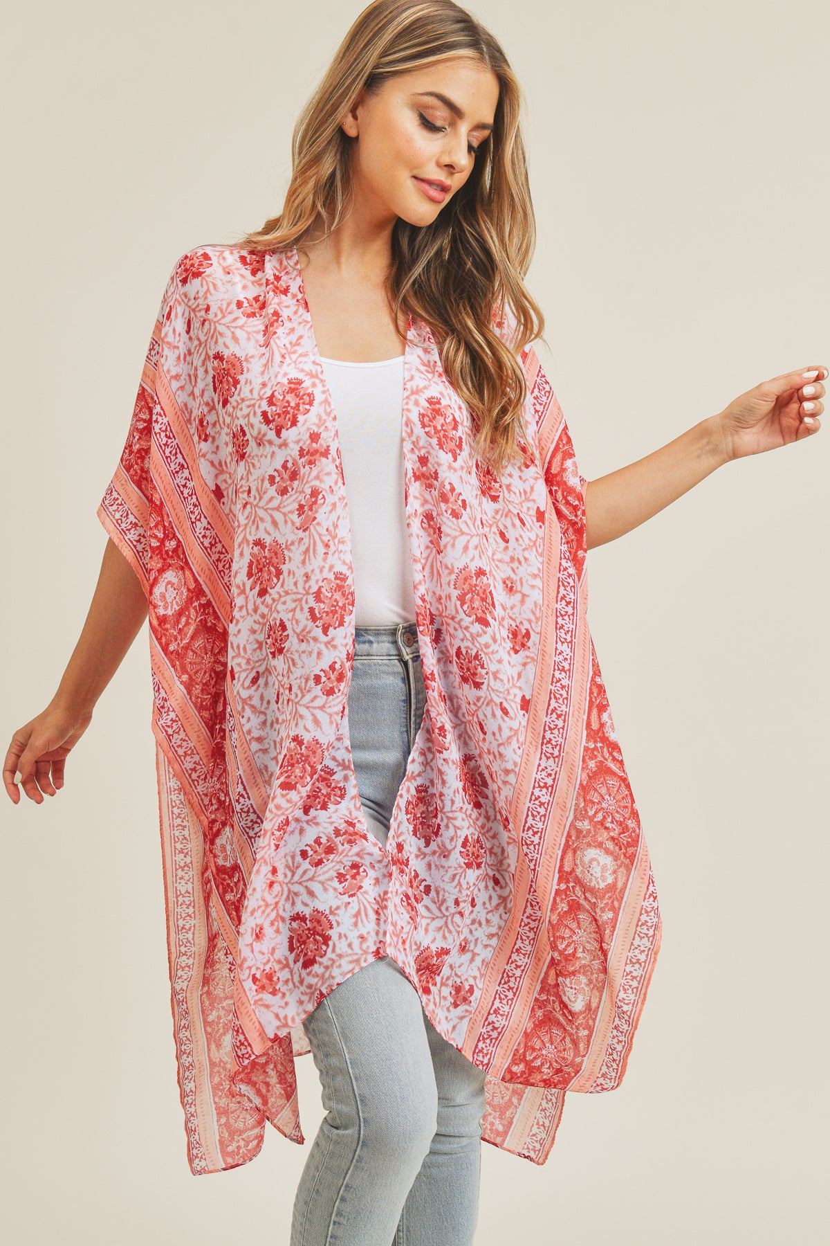 BOHO FLOWER PATTERN KIMONO