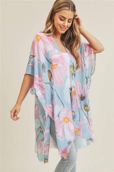 BIG FLOWER PRINT KIMONO