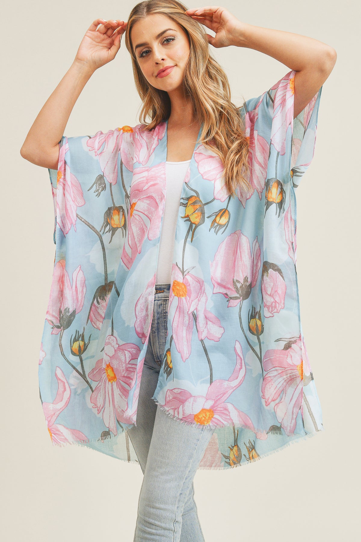 BIG FLOWER PRINT KIMONO