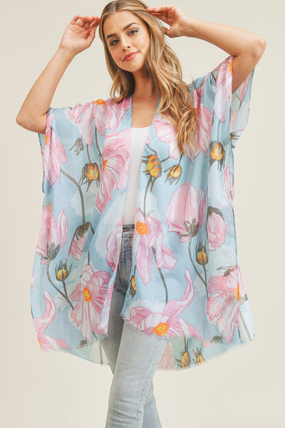 BIG FLOWER PRINT KIMONO