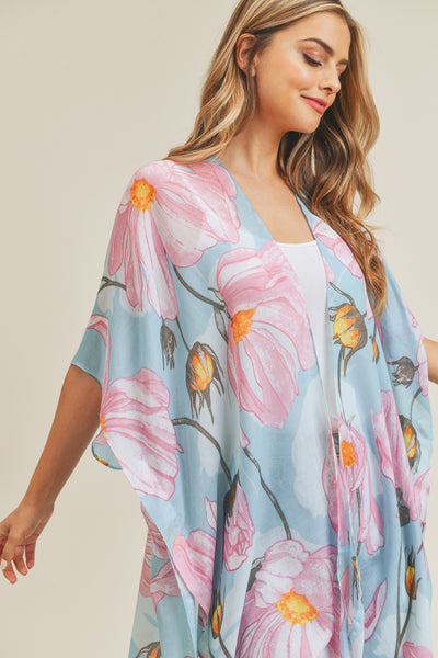 BIG FLOWER PRINT KIMONO