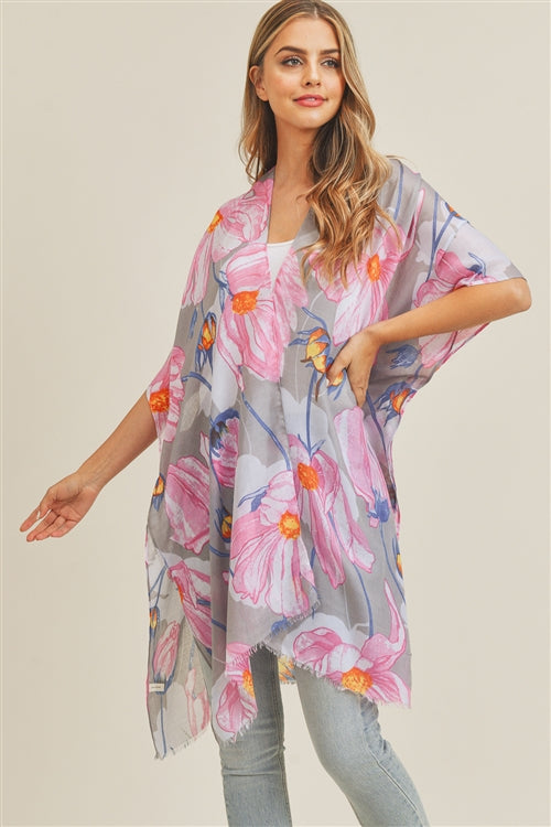 BIG FLOWER PRINT KIMONO