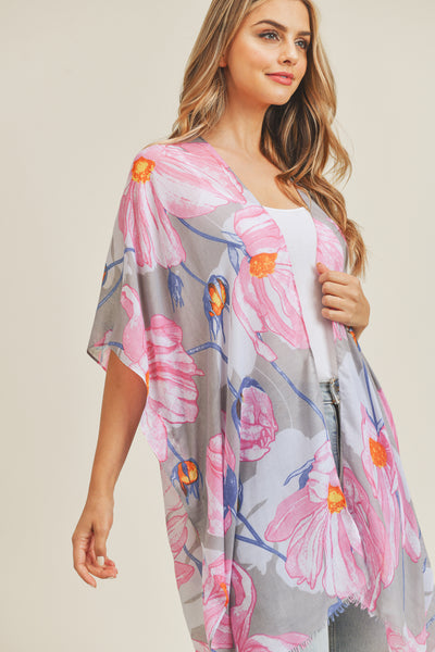 BIG FLOWER PRINT KIMONO