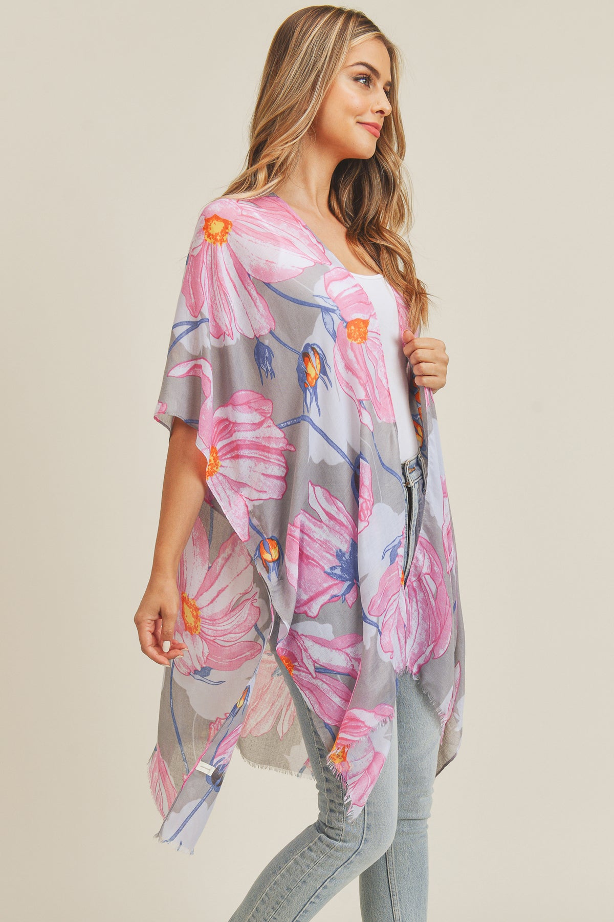 BIG FLOWER PRINT KIMONO