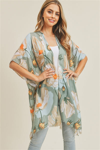 BIG FLOWER PRINT KIMONO
