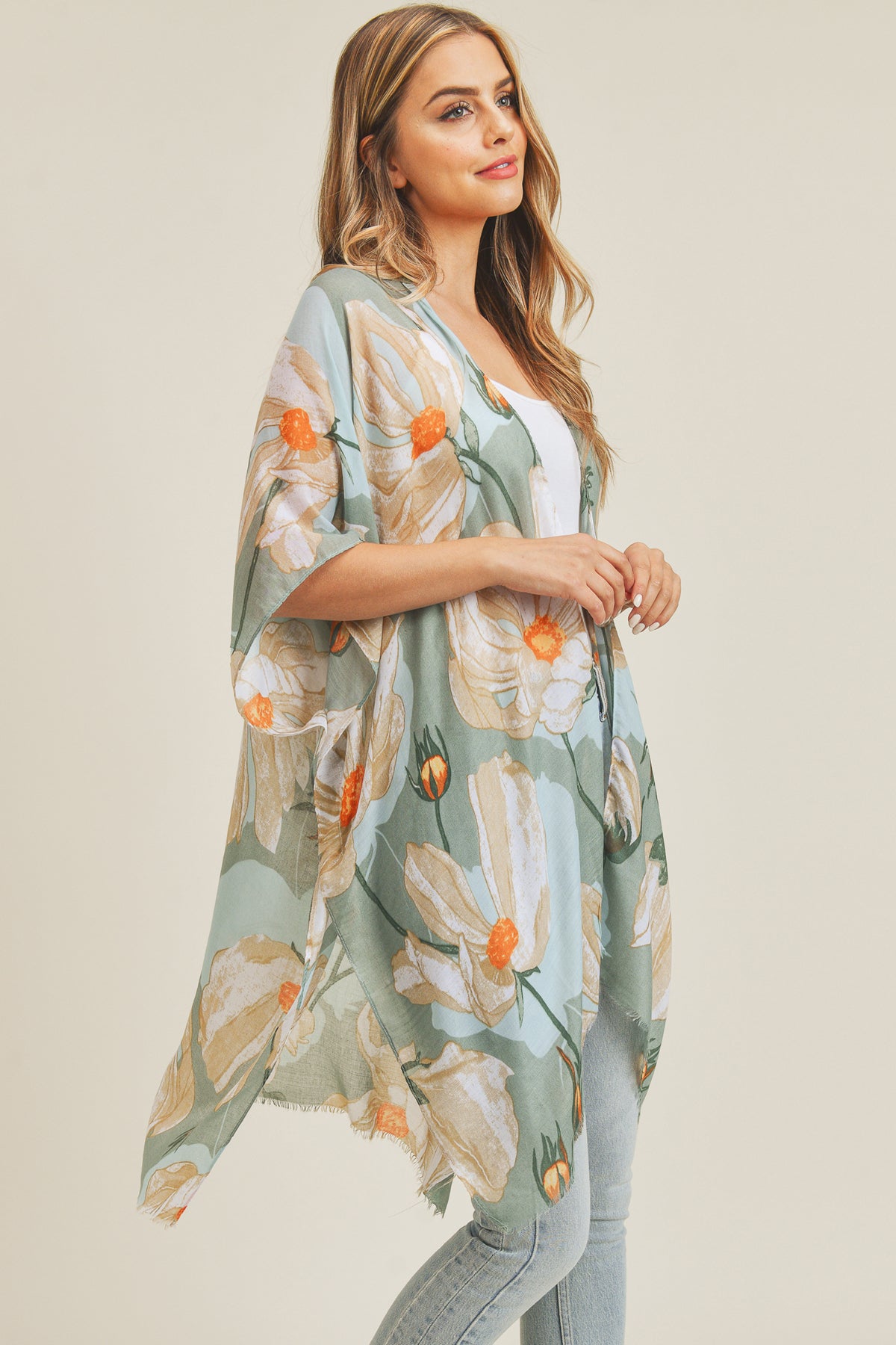 BIG FLOWER PRINT KIMONO