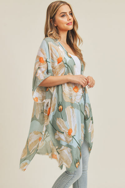 BIG FLOWER PRINT KIMONO