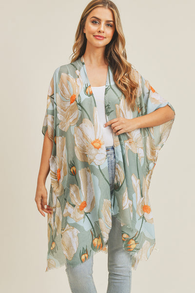 BIG FLOWER PRINT KIMONO