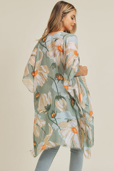 BIG FLOWER PRINT KIMONO