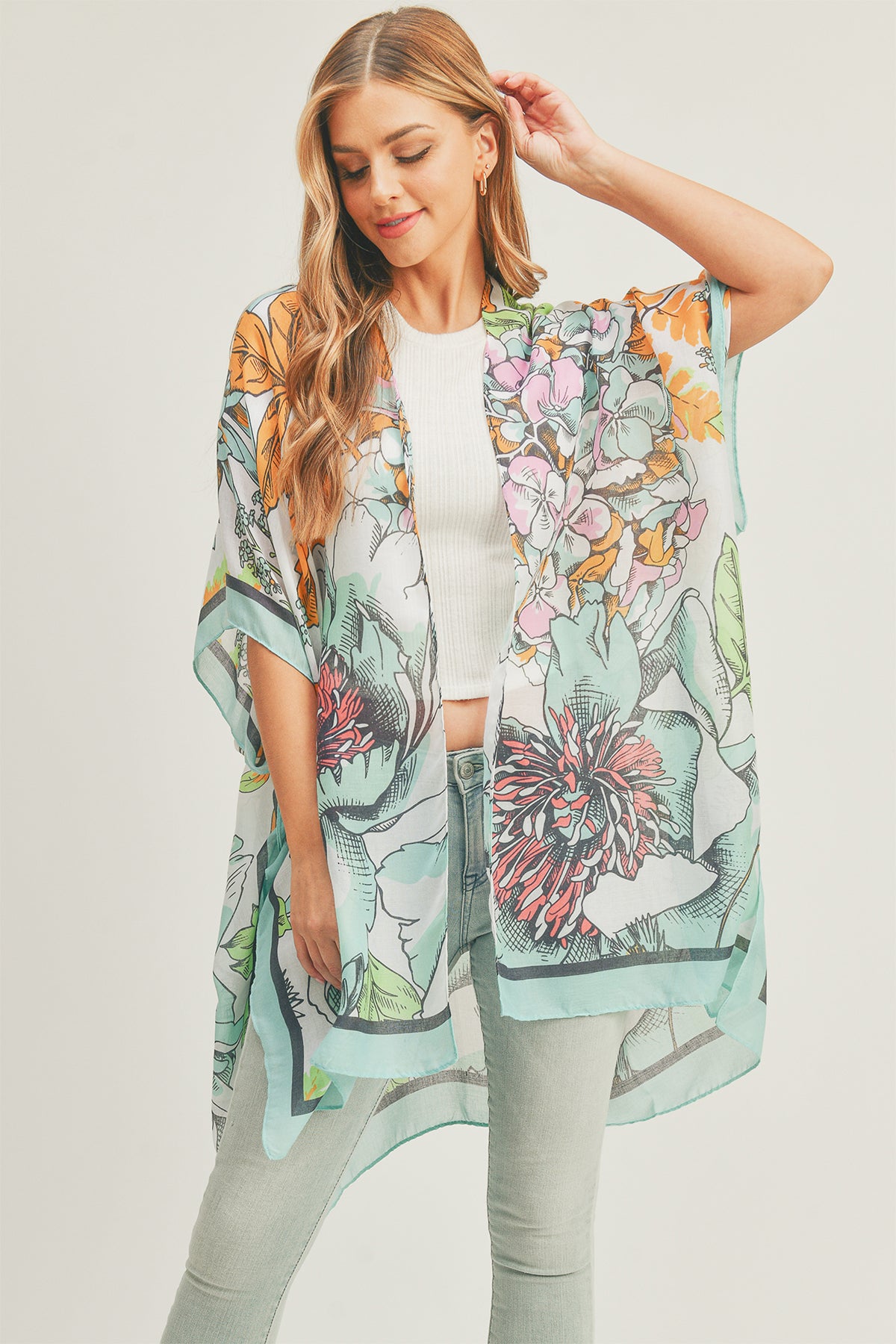 FLORAL PRINT KIMONO