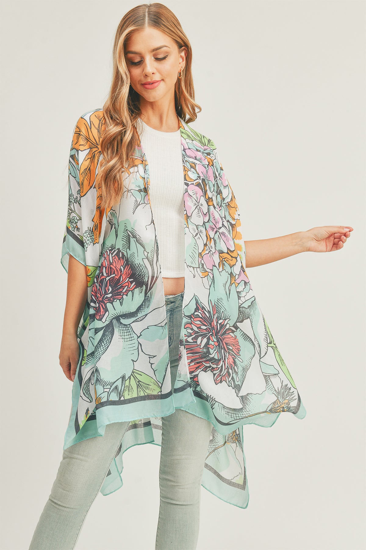 FLORAL PRINT KIMONO
