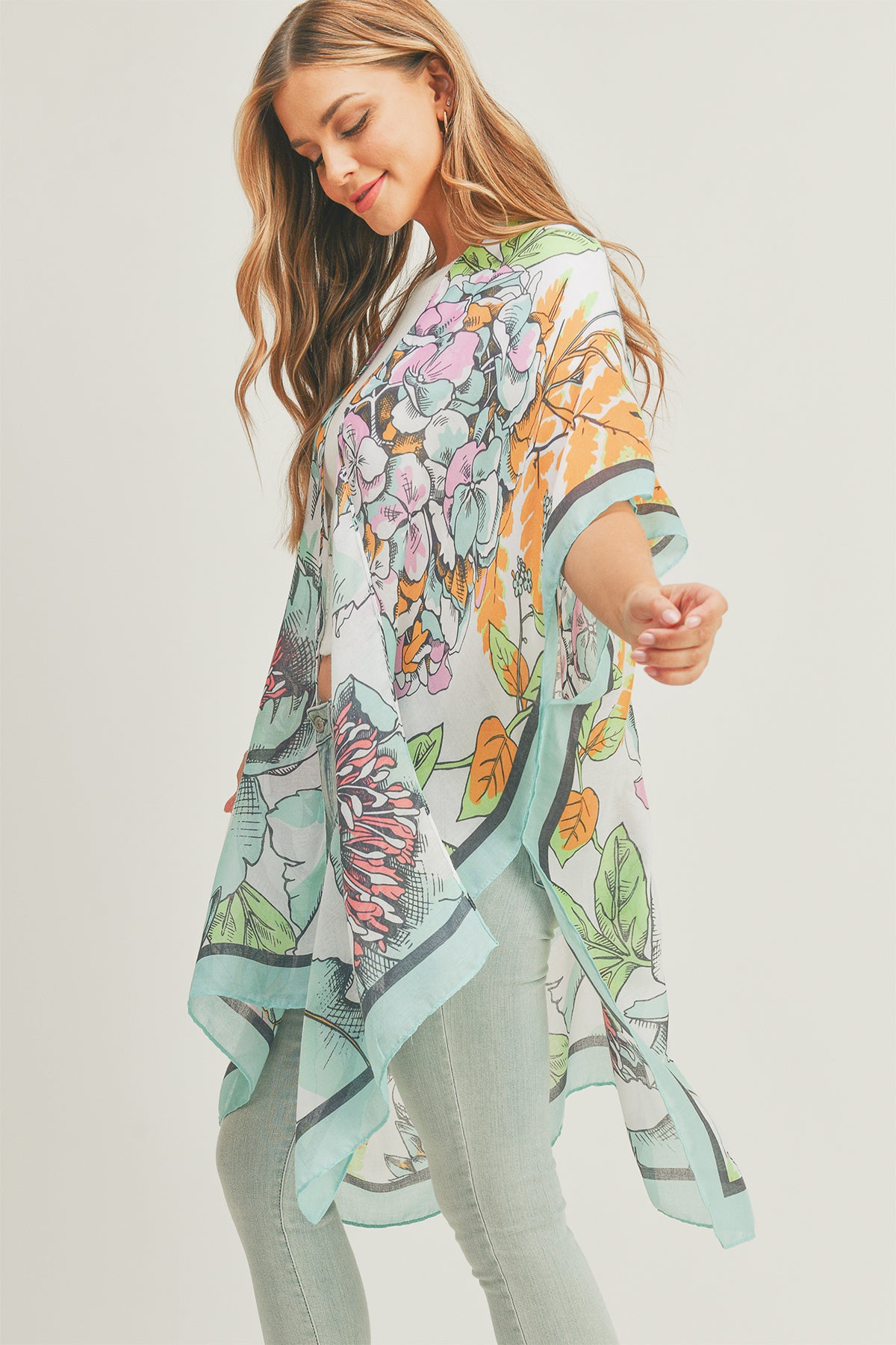 FLORAL PRINT KIMONO