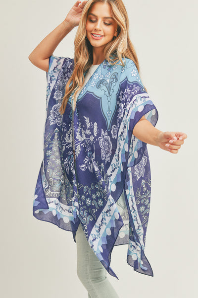 MIXED FLOWER PRINT KIMONO