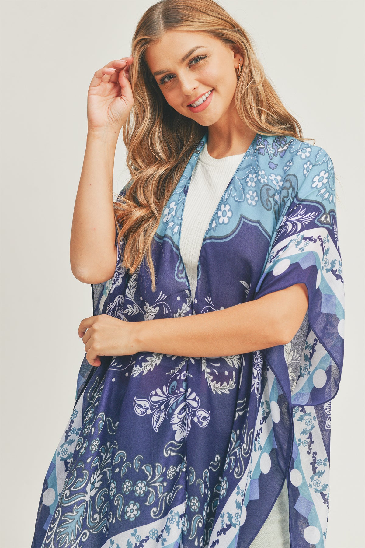 MIXED FLOWER PRINT KIMONO