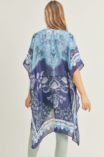 MIXED FLOWER PRINT KIMONO