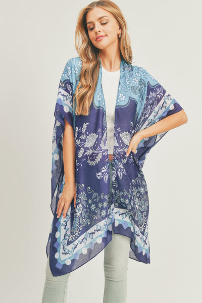 MIXED FLOWER PRINT KIMONO