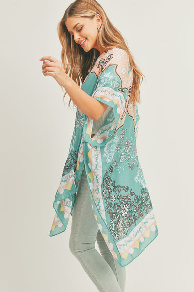 MIXED FLOWER PRINT KIMONO