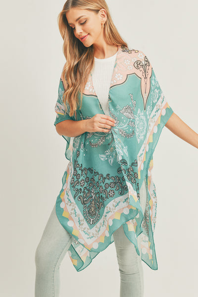 MIXED FLOWER PRINT KIMONO