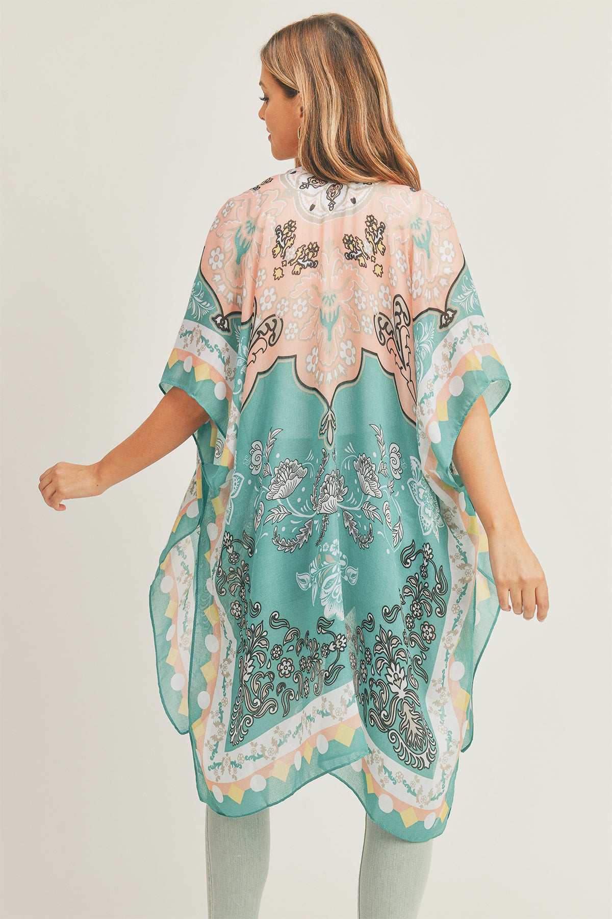 MIXED FLOWER PRINT KIMONO