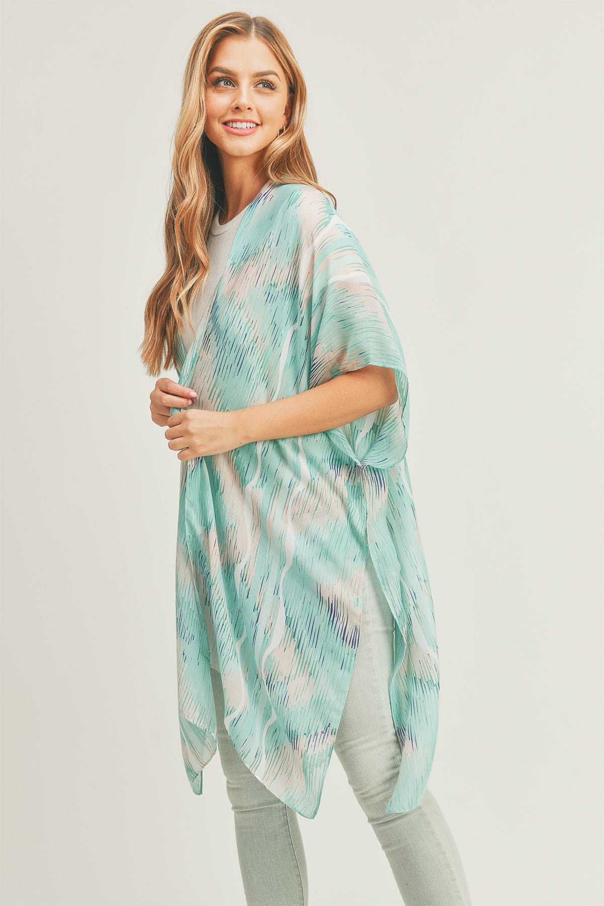 TIE DYE ABSTRACT PRINT KIMONO