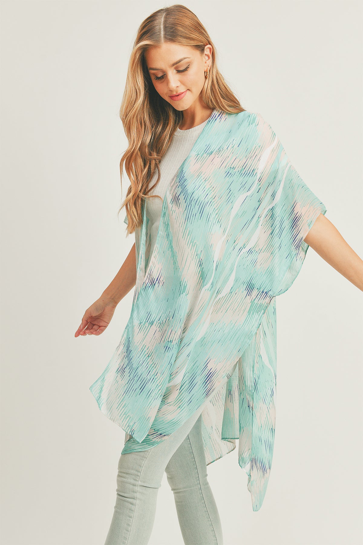 TIE DYE ABSTRACT PRINT KIMONO