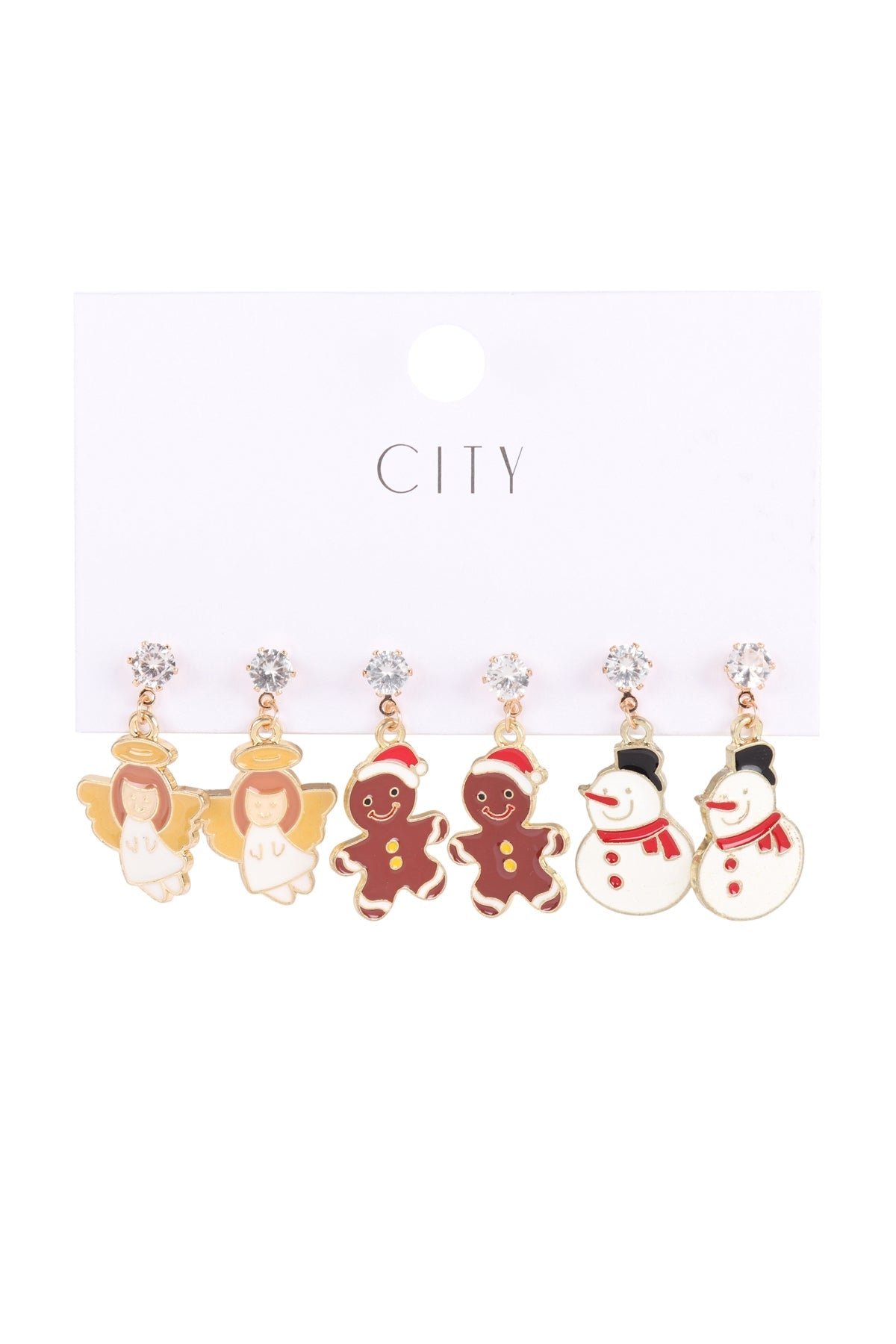 CHRISTMAS SNOWMAN 3 PAIRS EARRING SET