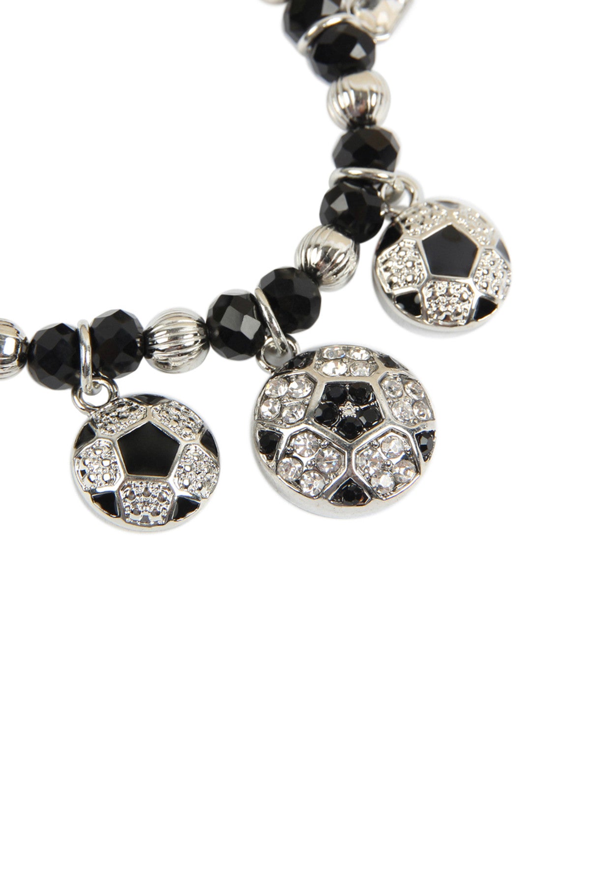 SOCCER BALL RONDELLE BEADS CHARM BRACELET/6PCS