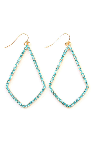 RHINESTONES CAST KITE SHAPE DROP EARRINGS/6PAIRS