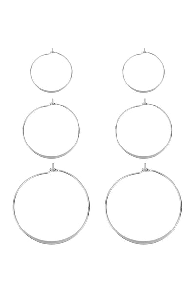 3 PAIRS ON A CARD WIRE HAMMERED HOOP EARRINGS SET/6SETS (NOW $0.50 ONLY!)