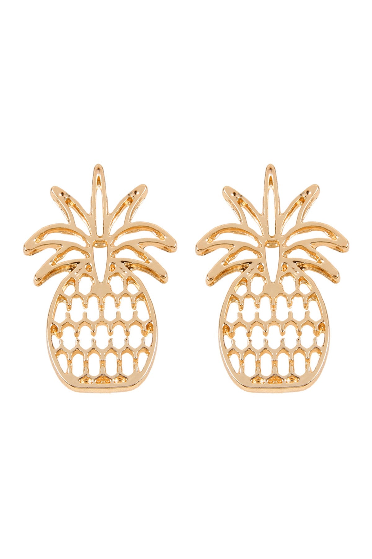 PINEAPPLE OPEN CAST POST EARRINGS/6PAIRS