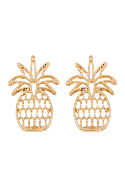 PINEAPPLE OPEN CAST POST EARRINGS/6PAIRS