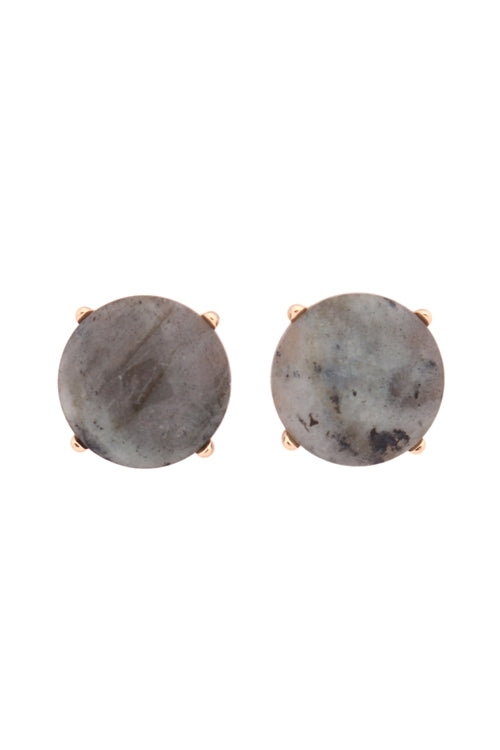 FACETED NATURAL STONE POST EARRINGS/6PAIRS (NOW $1.00 ONLY!)