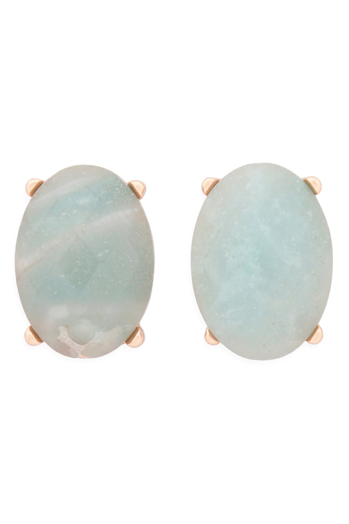 FACETED OVAL STONE POST EARRINGS/6PCS (NOW $1.00 ONLY!)