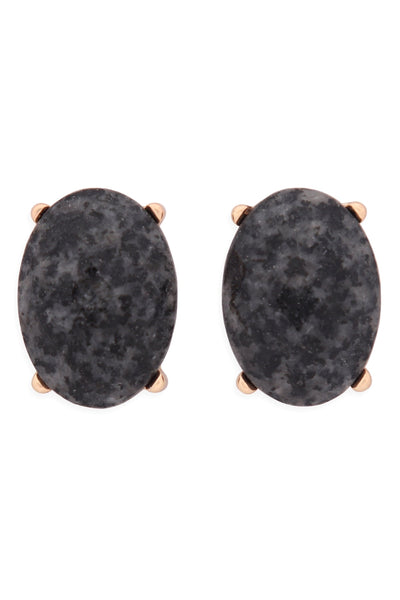 FACETED OVAL STONE POST EARRINGS/6PCS (NOW $1.00 ONLY!)