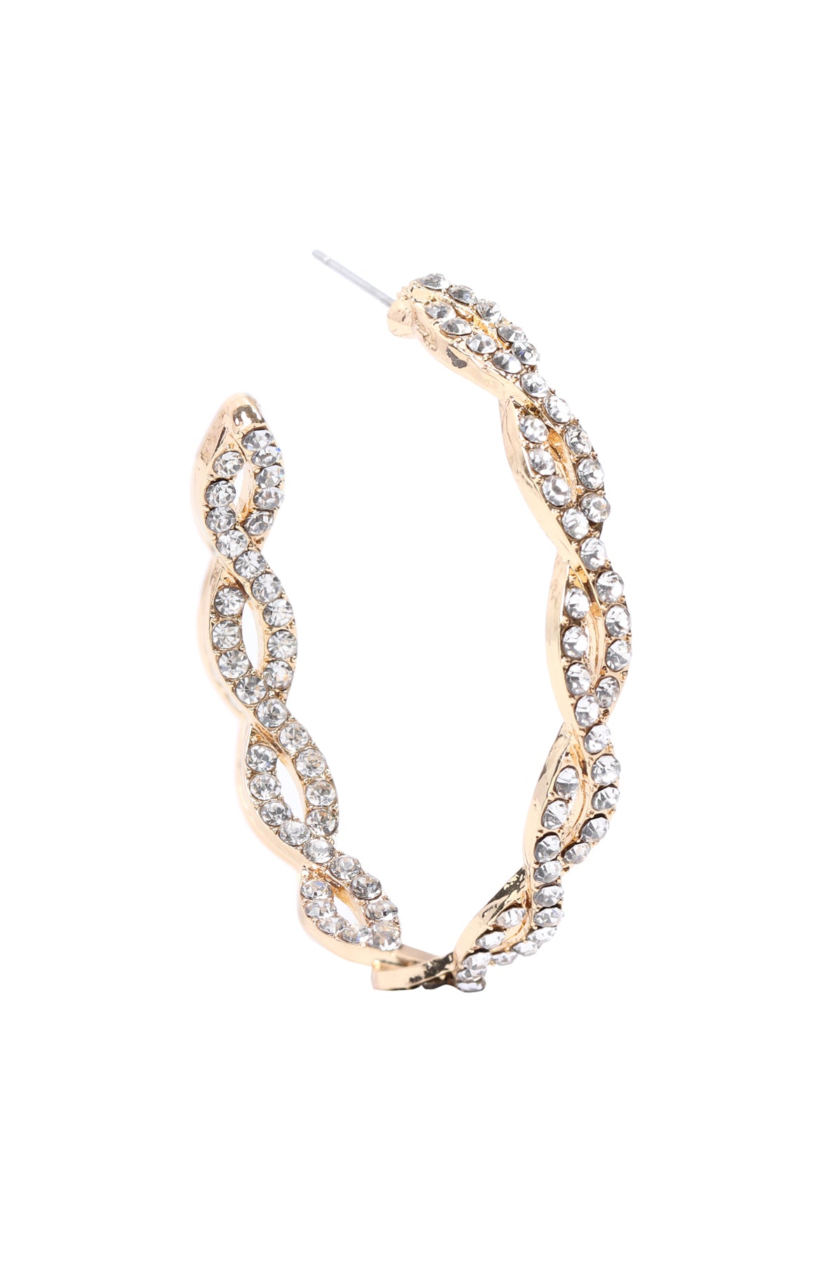 Zirconia Twisted Post Hoop Earrings