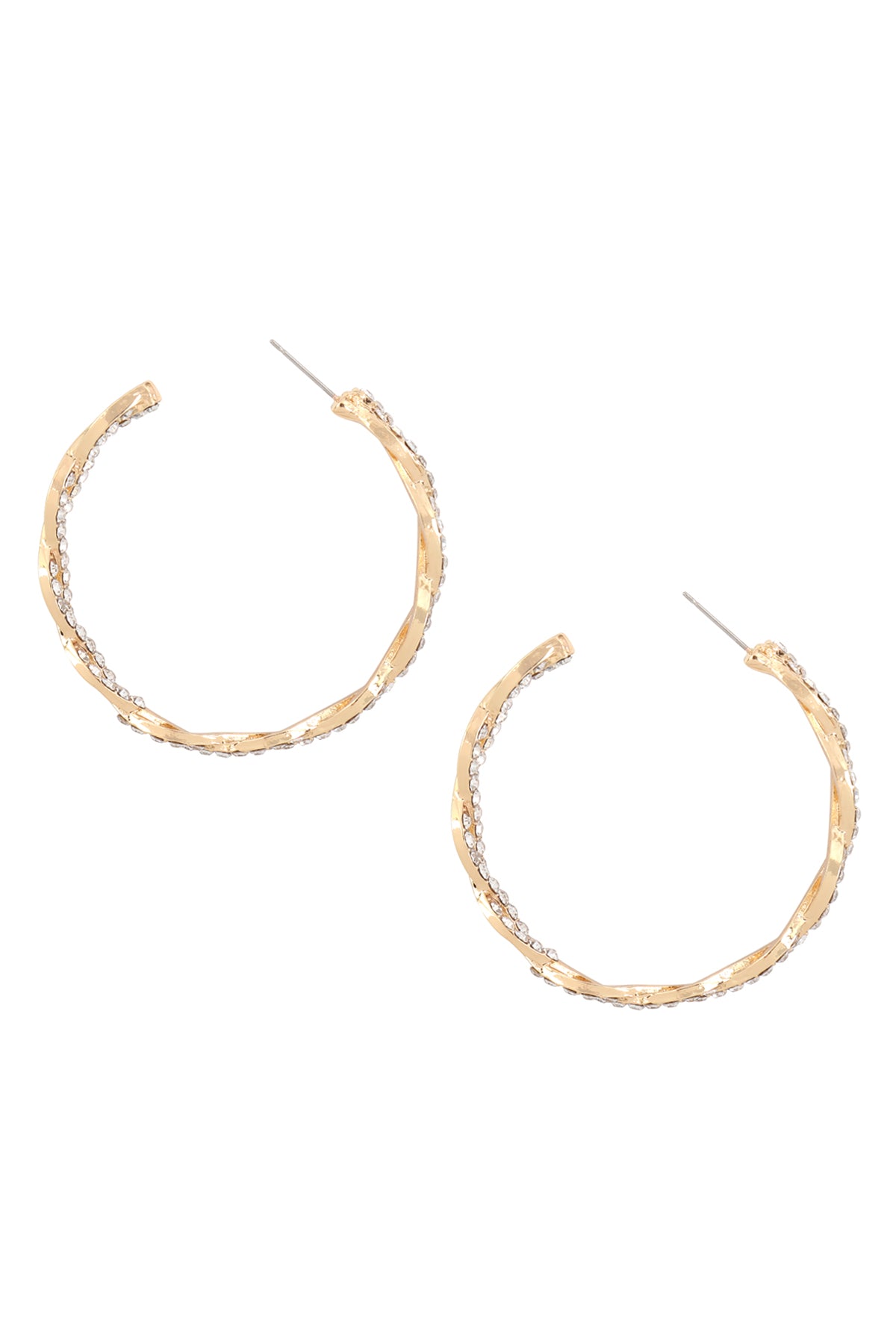 Zirconia Twisted Post Hoop Earrings