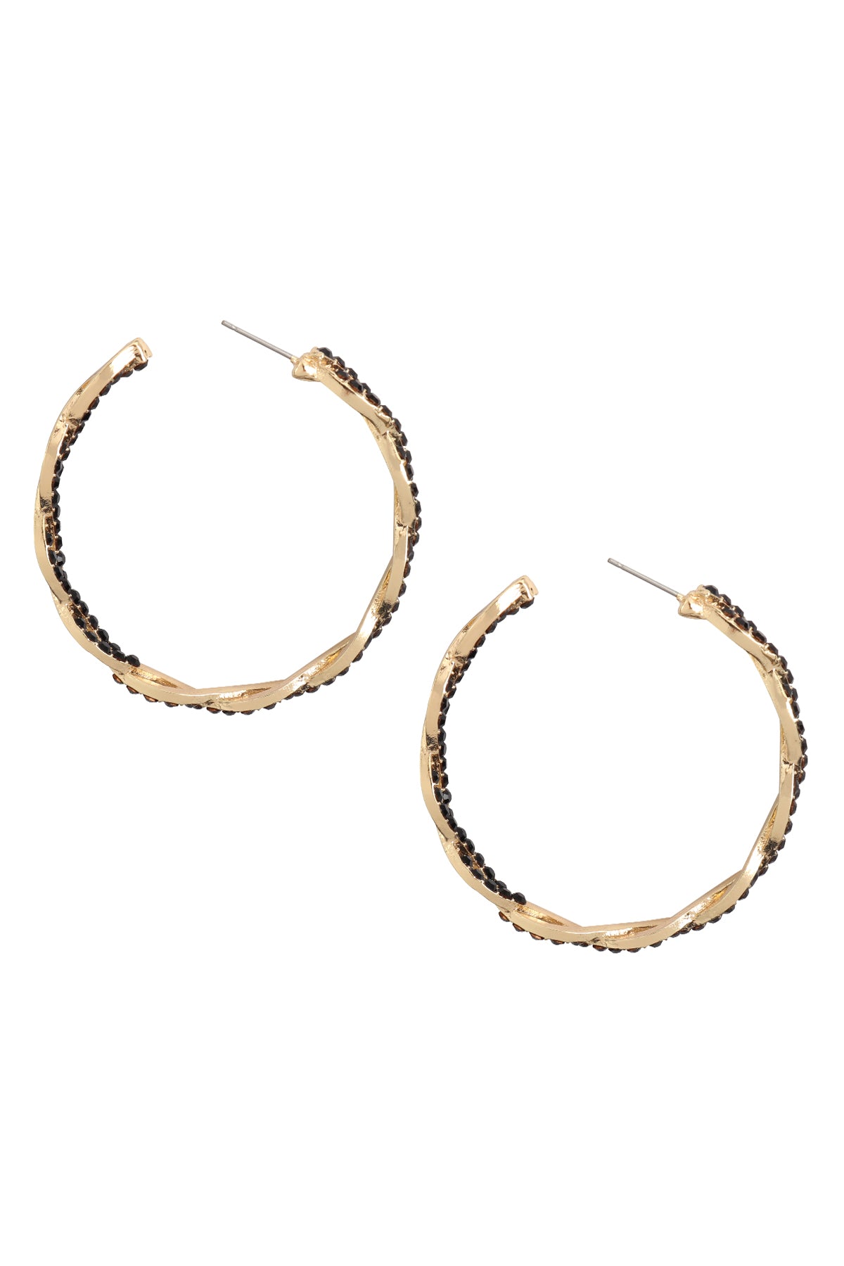 Zirconia Twisted Post Hoop Earrings