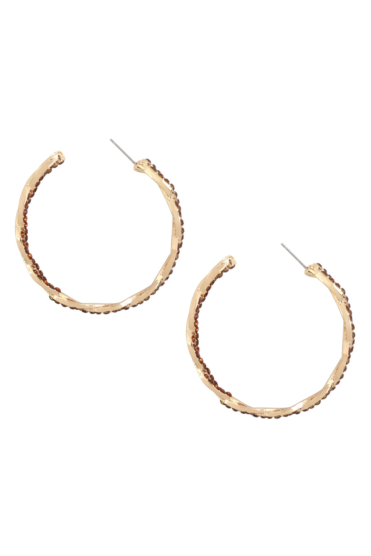 Zirconia Twisted Post Hoop Earrings