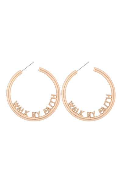 "FAITH" LETTER ROUNDED HOOP EARRRINGS
