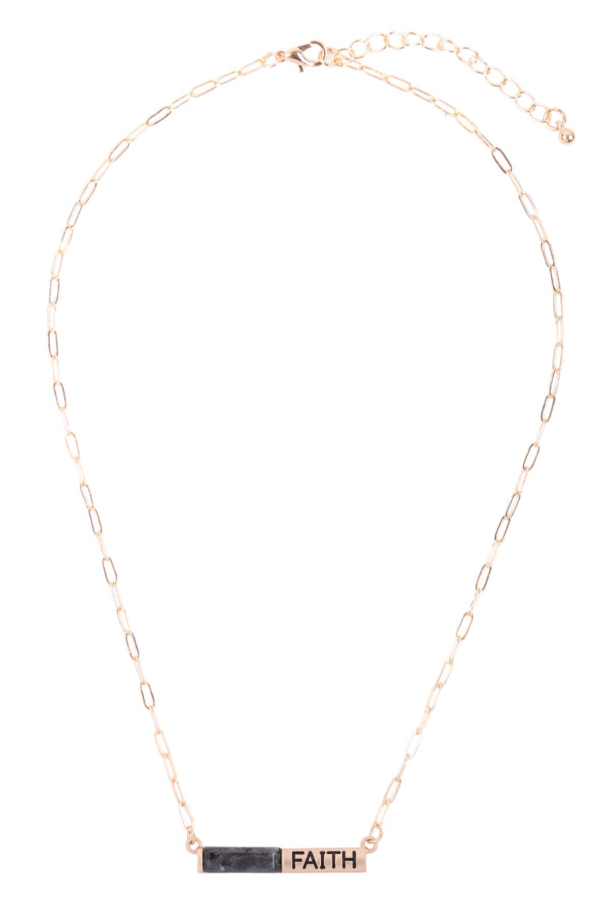 "FAITH" HALF NATURAL STONE HALF METAL NECKLACE