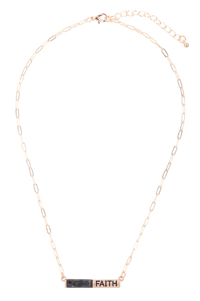 "FAITH" HALF NATURAL STONE HALF METAL NECKLACE