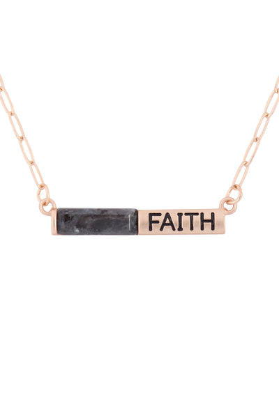 "FAITH" HALF NATURAL STONE HALF METAL NECKLACE