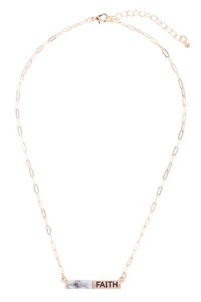 "FAITH" HALF NATURAL STONE HALF METAL NECKLACE