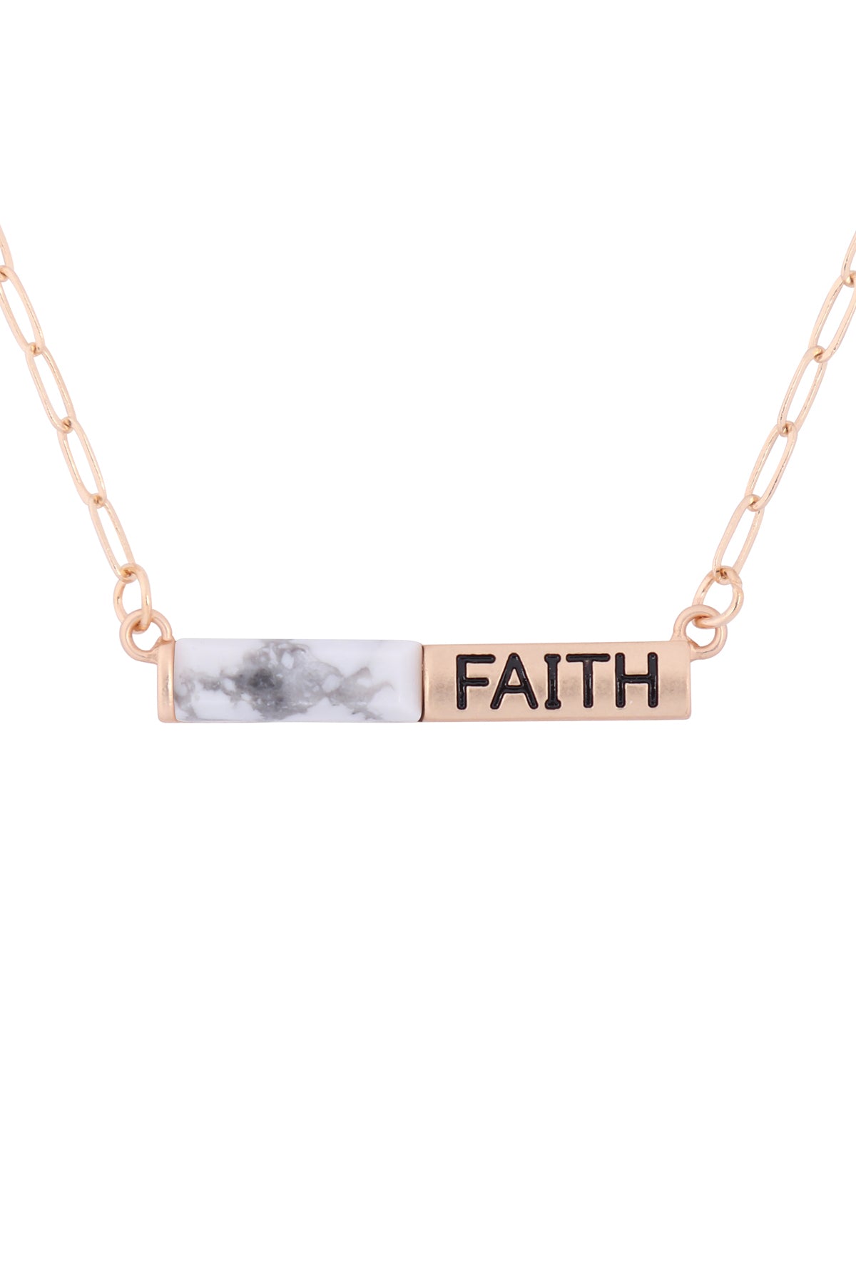 "FAITH" HALF NATURAL STONE HALF METAL NECKLACE