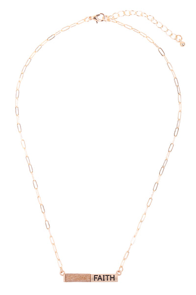 "FAITH" HALF NATURAL STONE HALF METAL NECKLACE