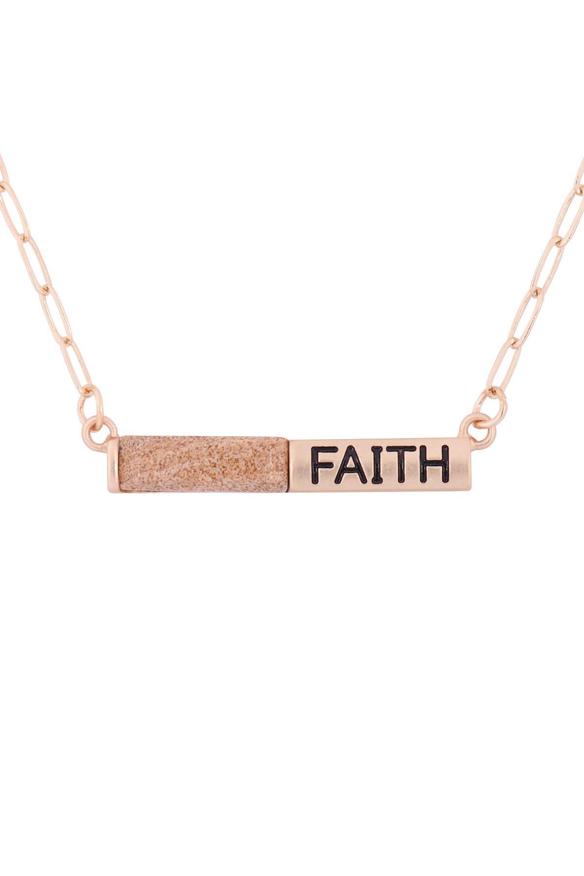 "FAITH" HALF NATURAL STONE HALF METAL NECKLACE