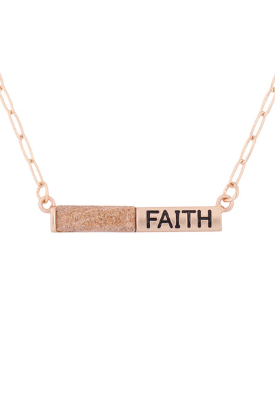 "FAITH" HALF NATURAL STONE HALF METAL NECKLACE